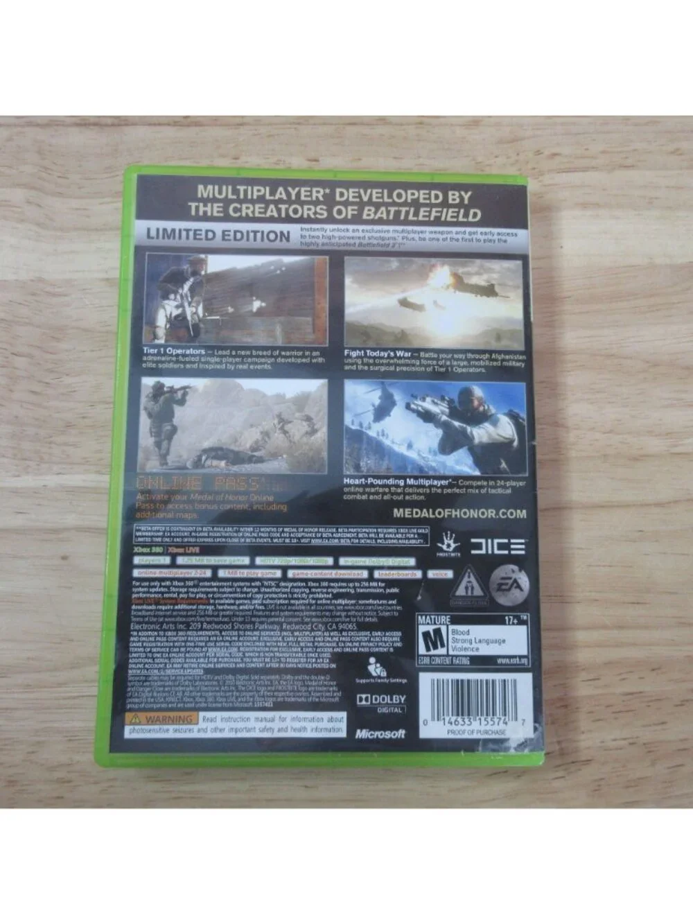 Medal of Honor -- Limited Edition (Xbox 360, 2010) - No Manual